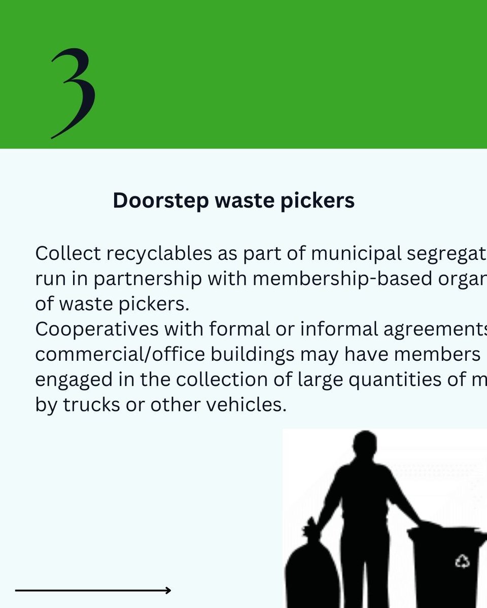 Not all waste pickers are the same. 
Each one contributes to reducing landfill waste, promoting recycling, and supporting the circular economy. This slides breaks down the basic categories of waste pickers, because when we understand their work, we’re more likely to value it
PT1