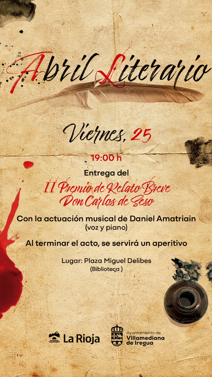Esta tarde estaremos en Villamediana de Iregua donde se hará entrega del 'II Premio de Relato Breve don Carlos de Seso'.

Tanto el relato ganador como los finalistas se han compilado en un libro con nuestro sello editorial.

<a href="/Sinindice/">Editorial Siníndice</a>