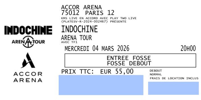 À vendre 🎫
2 places en fosse pour le 4 mars 2026 à l’Accor Arena