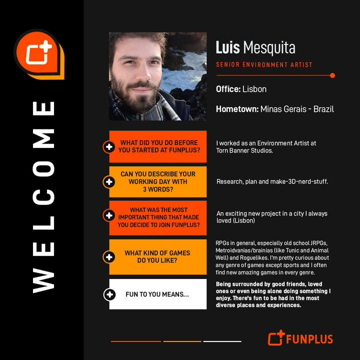 FunPlusGames's tweet image. 🚀 Say hello to Luis Mesquita, our latest Senior Environment Artist at FunPlus Lisbon! Welcome to the team, Luis! 🎉

#FunPlus #FunPlusPeople #NewHire #Welcome #StudioEllipsis