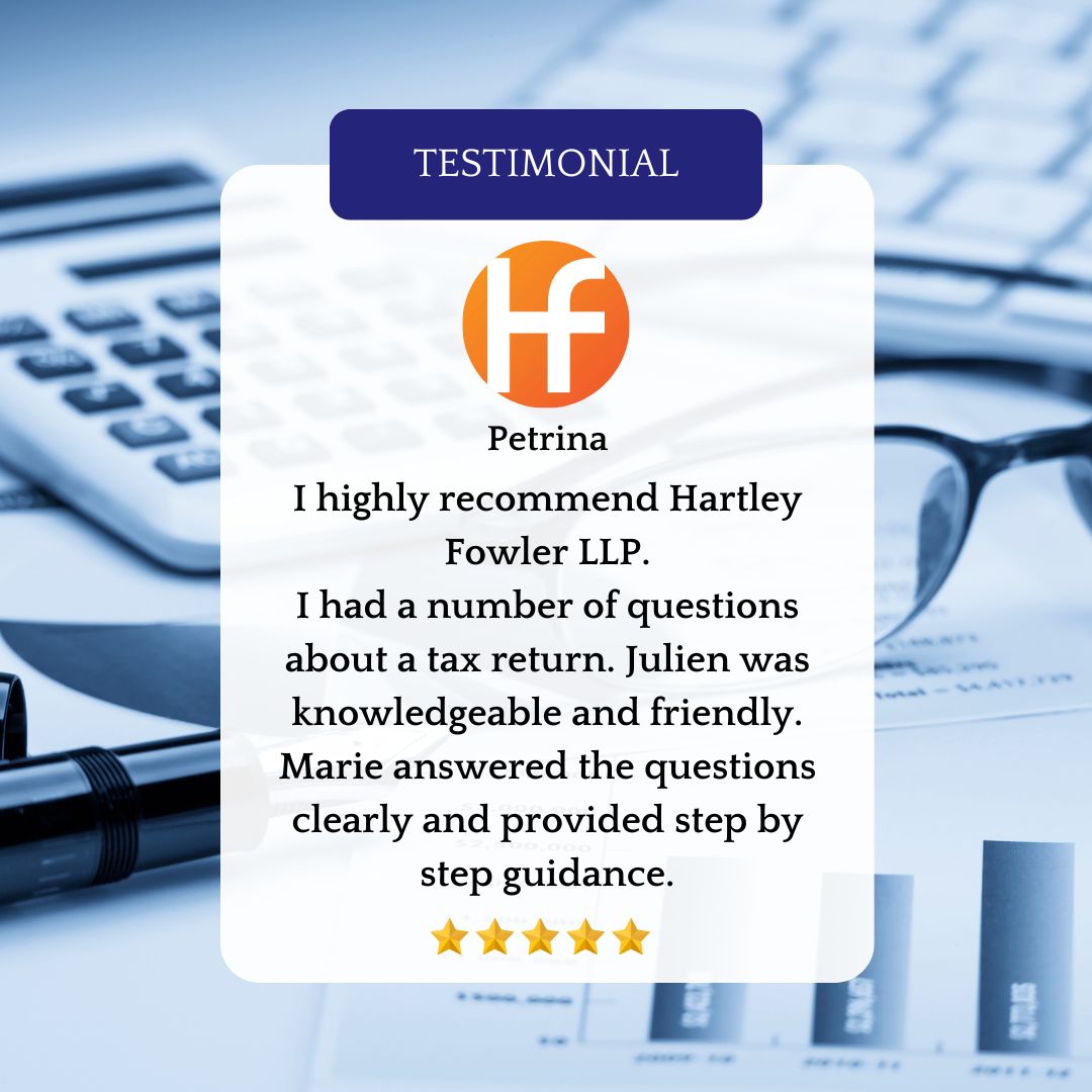 Our exceptional service keeps clients smiling and strengthens our partnerships year after year!  

✨ Discover how we can support your journey:  

go.hartleyfowler.com/quote  

#Accountants #Wimbledon #Brighton #Accounting #Tax #Audit #MTD #Business #Services #Testimonial