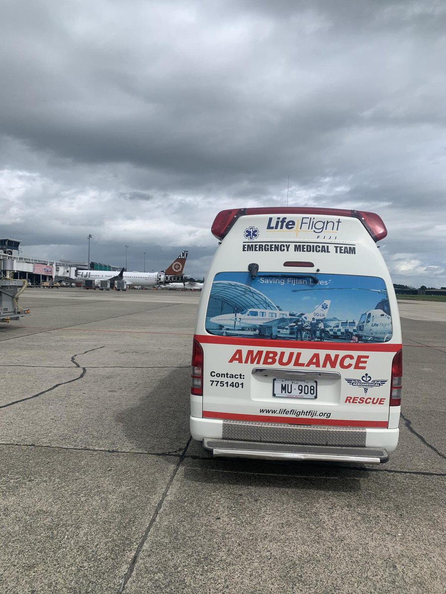 LifeFlightFj's tweet photo. Our RA team successfully completed a transfer from Nadi Airport > CWM Hospital, Suva for a repatriated patient. 
We are grateful for the support from @NadiAirport #ATSNadi @joyceaviation &amp; @AirNZMedia for the team work &amp; #SouthernCrossAssists for the mission trust https://t.co/WRPIHoj6ri
