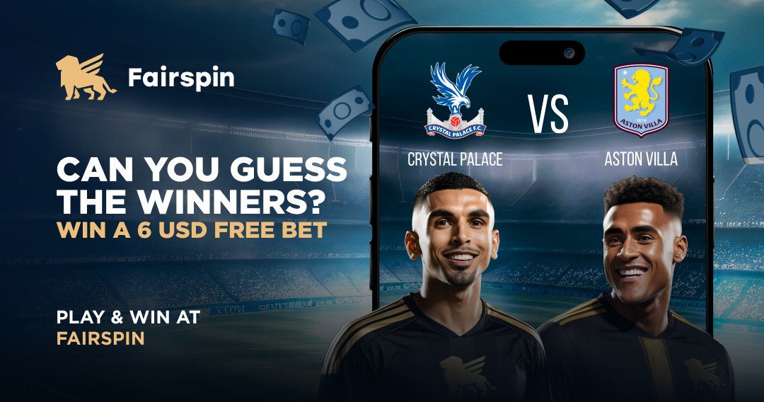 FairspinSports's tweet photo. 🔥 Win a $6 Free Bet! Predict the Winner!

#CrystalPalace 🆚 #AstonVilla

✅ Only answers submitted before the match starts will be considered.
🏆 Winners will be contacted on 28/04.
🎁$6 Free Bet for all correct answers!

Don’t miss out—make your prediction before kickoff! 🚀 https://t.co/eInVr3DUNN