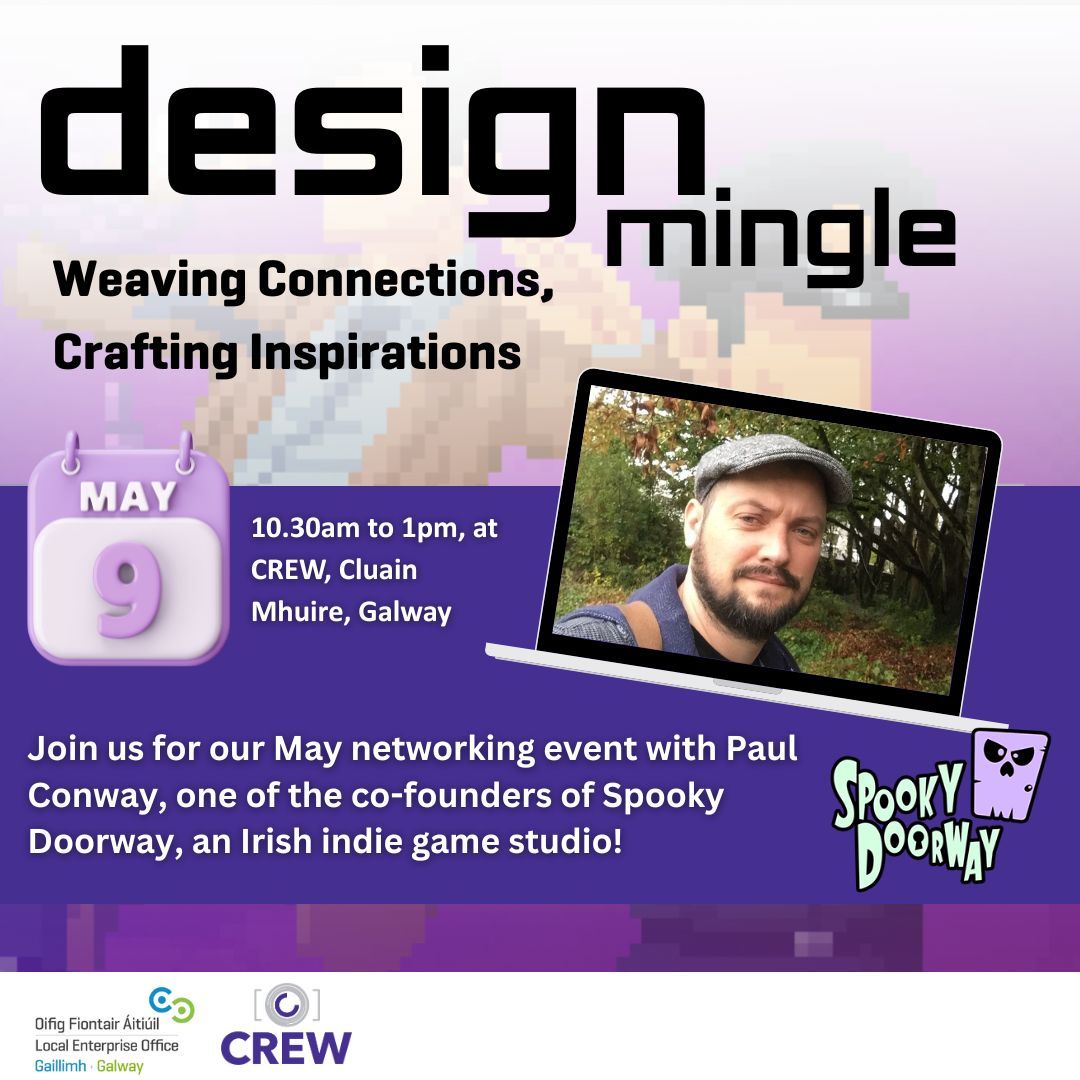 We are pleased to welcome Paul Conway, CEO and Co-Founder of Spooky Doorway as our host for this month’s Design Mingle. 
Design Mingle is a collaborative event series with CREW x LEO Galway
11am - 1pm | Light lunch provided | Registration required
