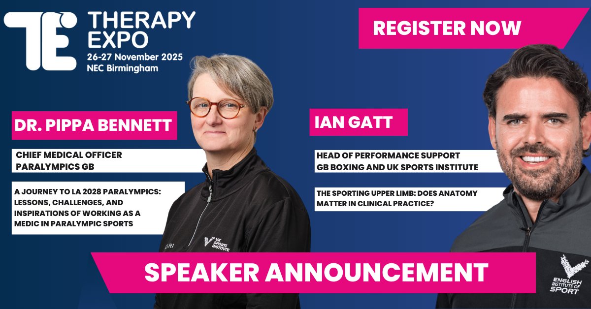 @physioupdate (@physioupdate) on Twitter photo Two powerhouse speakers are coming to <a href="/TherapyExpo/">Therapy Expo</a>💥
We’re excited to share we have two leading voices in elite sports medicine this year: Dr Pippa Bennett & Dr Ian Gatt.
Tickets are just £125+VAT, secure your place at <a href="/TherapyExpo/">Therapy Expo</a> now.
Register here ➡️ therapyexpo.co.uk/physioupdate Two powerhouse speakers are coming to <a href="/TherapyExpo/">Therapy Expo</a>💥
We’re excited to share we have two leading voices in elite sports medicine this year: Dr Pippa Bennett & Dr Ian Gatt.
Tickets are just £125+VAT, secure your place at <a href="/TherapyExpo/">Therapy Expo</a> now.
Register here ➡️ therapyexpo.co.uk/physioupdate