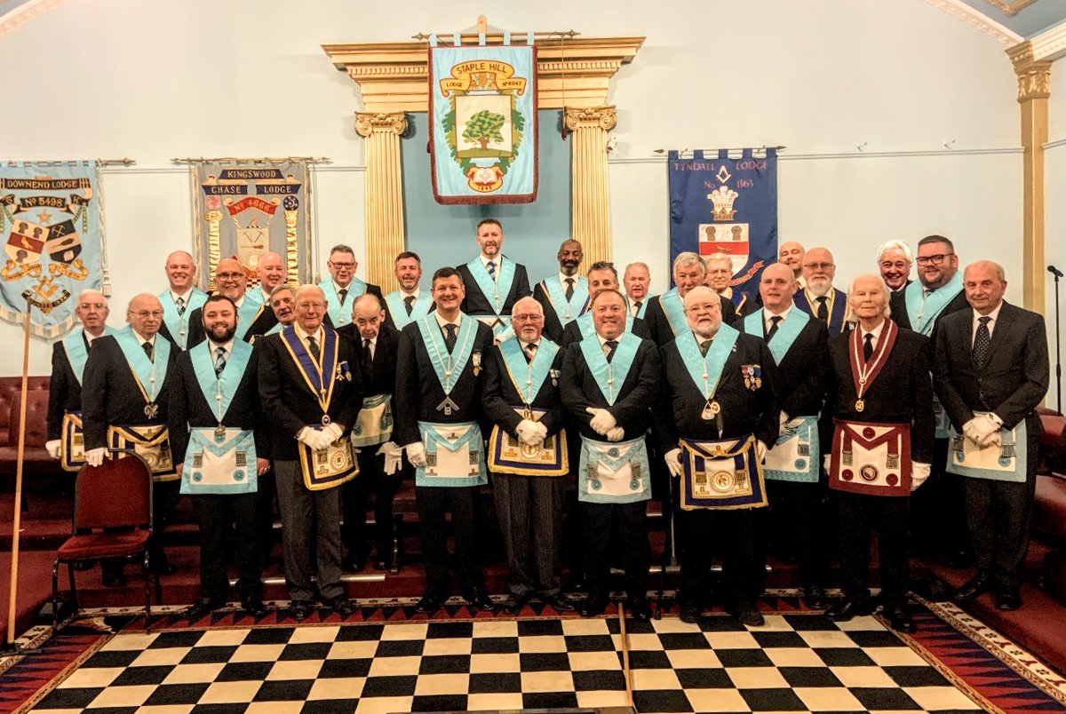 Great to be a re-joining member of my Mother Lodge (Staple Hill No. 6043) <a href="/GlosPGLodge/">Glos PG Lodge</a> and straight back into an office as SD!
Installation meeting photo from Wednesday below - what a great bunch