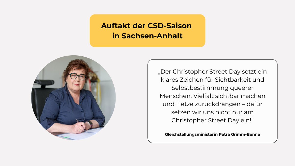 🏳️‍🌈 Am 26. April startet in Schönebeck die CSD-Saison in Sachsen-Anhalt – mit Rekordbeteiligung: 11 Straßenfeste im ganzen Land setzen ein starkes Zeichen für Vielfalt, Gleichstellung &amp; gegen Hass.
#CSD2025 #LSBTIQ #Gleichstellung #Vielfalt #Schönebeck