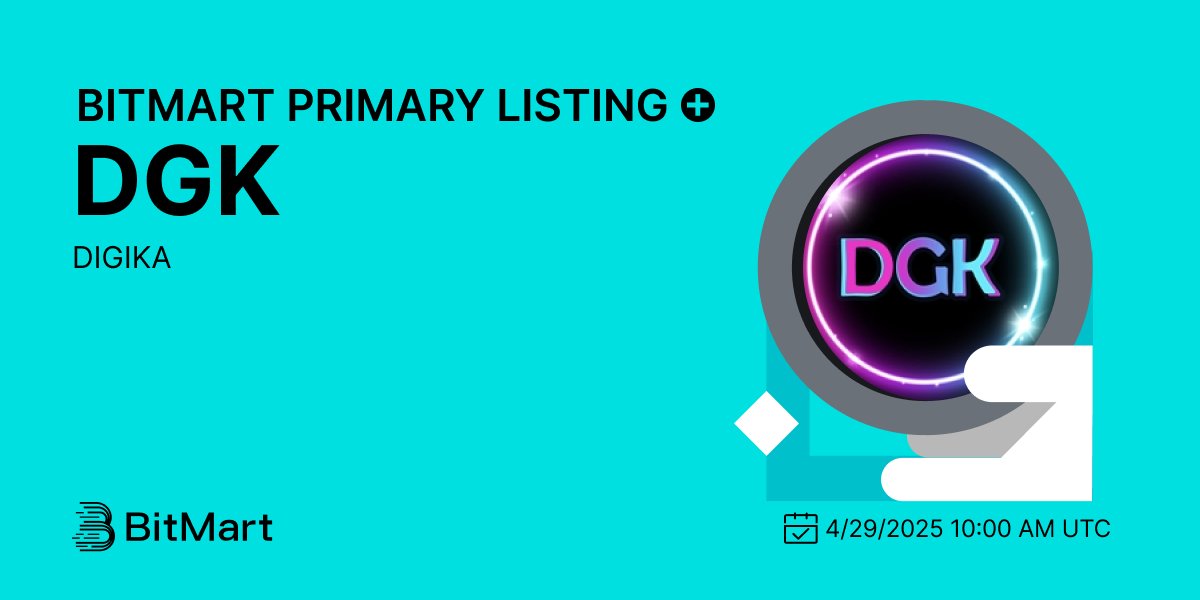 digikaai's tweet photo. 🚨 The Revolution Is Becoming REAL.

We’re proud to announce the official listing of $DGK on @BitMartExchange 🎉

🔹 Trading Pair: DGK / USDT
📥 Deposits Open: April 27 – 10:00 AM UTC
📈 Trading Live: April 29 – 10:00 AM UTC

But this is more than a listing.
🧠 It’s the rise of a new economy.
🌐 It’s the future of freelancing.
💥 It’s AI + Blockchain, built by @digikaai to empower millions.

Let’s make history together.

🔗 https://t.co/wZ9XVeoFfO
#DGK #BitMart #Web3 #CryptoListing #DeFi #AI #ListingAlert #CryptoRevolution #FreelanceEconomy