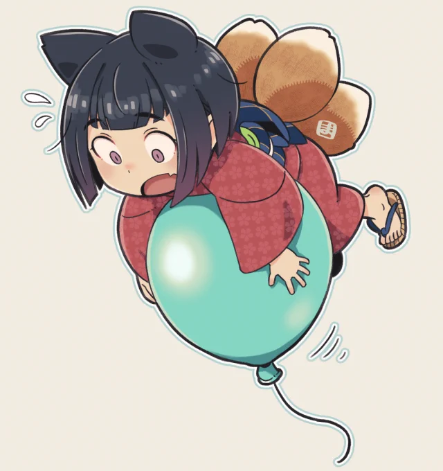 先日の風船絵のやつあまり深く考えないで描いたので風船の中身は空気より軽い気体ではなく反重量装置とかの可能性‥ 