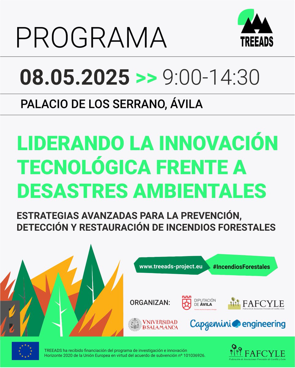 fafcyle's tweet image. 🔥🌲 ¿Te interesan las nuevas tecnologías aplicadas a la prevención, extinción y restauración de incendios forestales?
Te esperamos el 8 de marzo. Conocerás los resultados del piloto español de @TREEADSH2020 
Inscripción 👉 f.mtr.cool/syimhaqwza
#H2020 #forestfires #EUGreenDeal