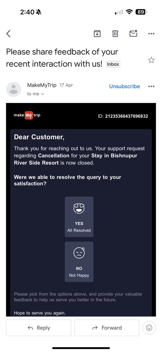 PritamG's tweet photo. @makemytripcare I have got this email. What is your resolution? There is nothing mentioned here. Go through my email properly and kindly answer for every point mentioned. @makemytripcare  @makemytrip https://t.co/Ryov1ITw5P