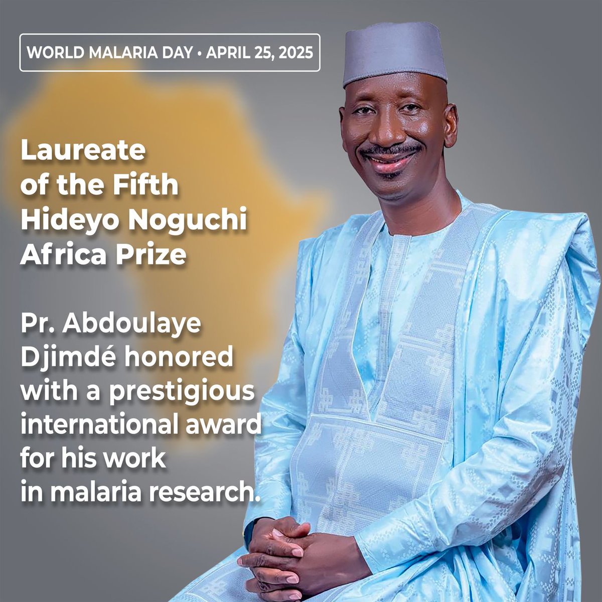 PMRTC (@mrtcparasito) on Twitter photo #WorldMalariaDay
🏅 Malian Pride, Global Impact!
Prof. Abdoulaye Djimdé <a href="/djimdeab/">Abdoulaye DJIMDE</a> wins the Hideyo Noguchi Africa Prize 2025 for his fight against malaria & dedication to training African scientists! 🌍
🗓️ Ceremony at #TICAD9 in Tokyo.
🔗 cao.go.jp/noguchisho/eng…
<a href="/SciforAfrica/">Science for Africa Foundation</a> #WorldMalariaDay
🏅 Malian Pride, Global Impact!
Prof. Abdoulaye Djimdé <a href="/djimdeab/">Abdoulaye DJIMDE</a> wins the Hideyo Noguchi Africa Prize 2025 for his fight against malaria & dedication to training African scientists! 🌍
🗓️ Ceremony at #TICAD9 in Tokyo.
🔗 cao.go.jp/noguchisho/eng…
<a href="/SciforAfrica/">Science for Africa Foundation</a>