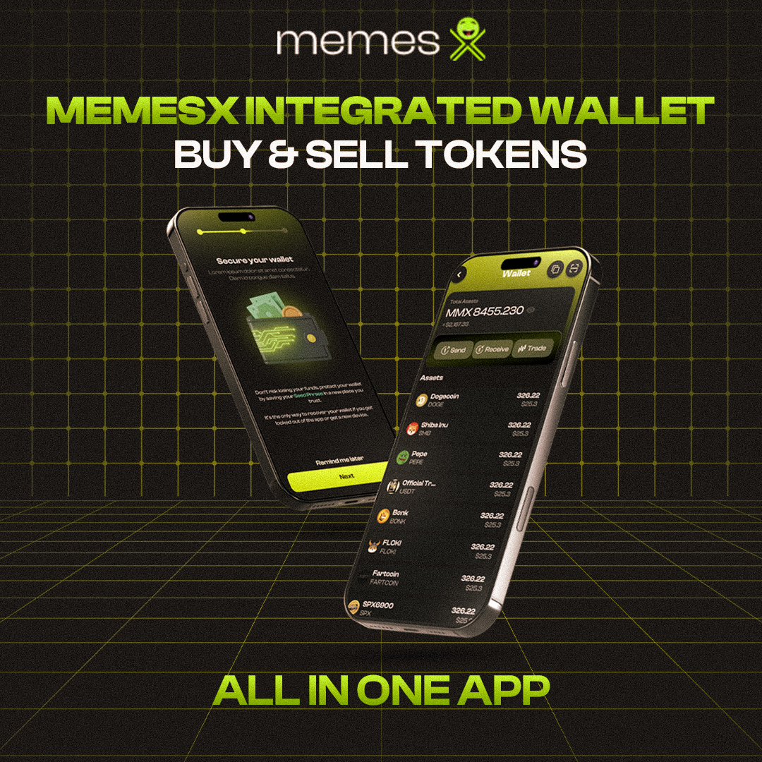 One Wallet. Zero Hassle.

With #MemesX’s integrated #wallet, you can buy &amp; sell tokens right where you trade, chat, and vibe.

No more switching apps. Just pure #memecoin  momentum.

🚀 All-in-One. All-in-MemesX

#CryptoWallet #MMX #tradecrypto #MemeCoinTools #BuySellEasy