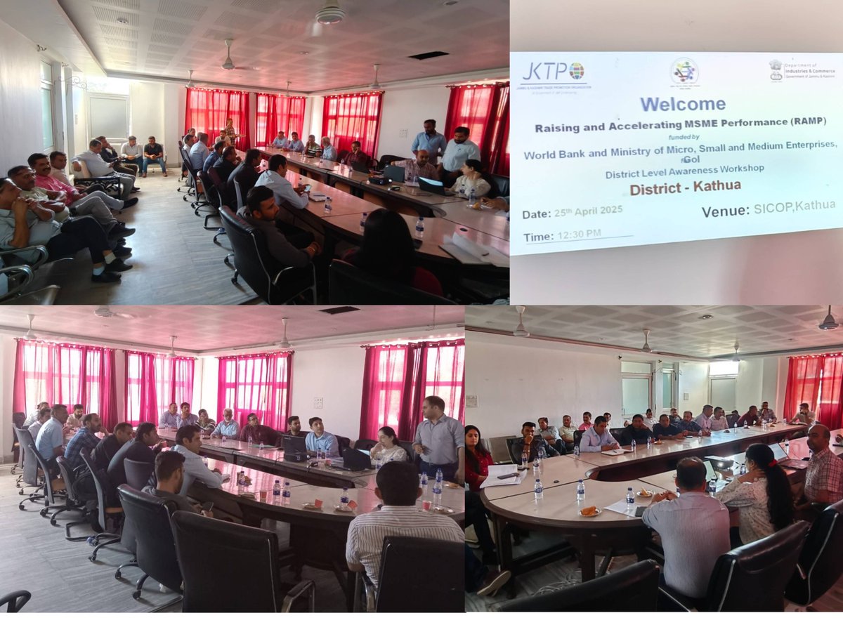 #JKTPO, in collaboration with Grant Thornton and DIC Kathua, organized a district-level RAMP awareness workshop at SICOP Kathua. Over 50 participants, including MSMEs, implementing agencies, and line departments, actively took part in the session.
#MSME #RAMP #JammuAndKashmir