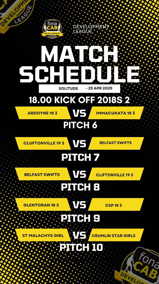 Tonight's fixtures in the <a href="/fonacabbelfast/">fonaCAB</a> development league