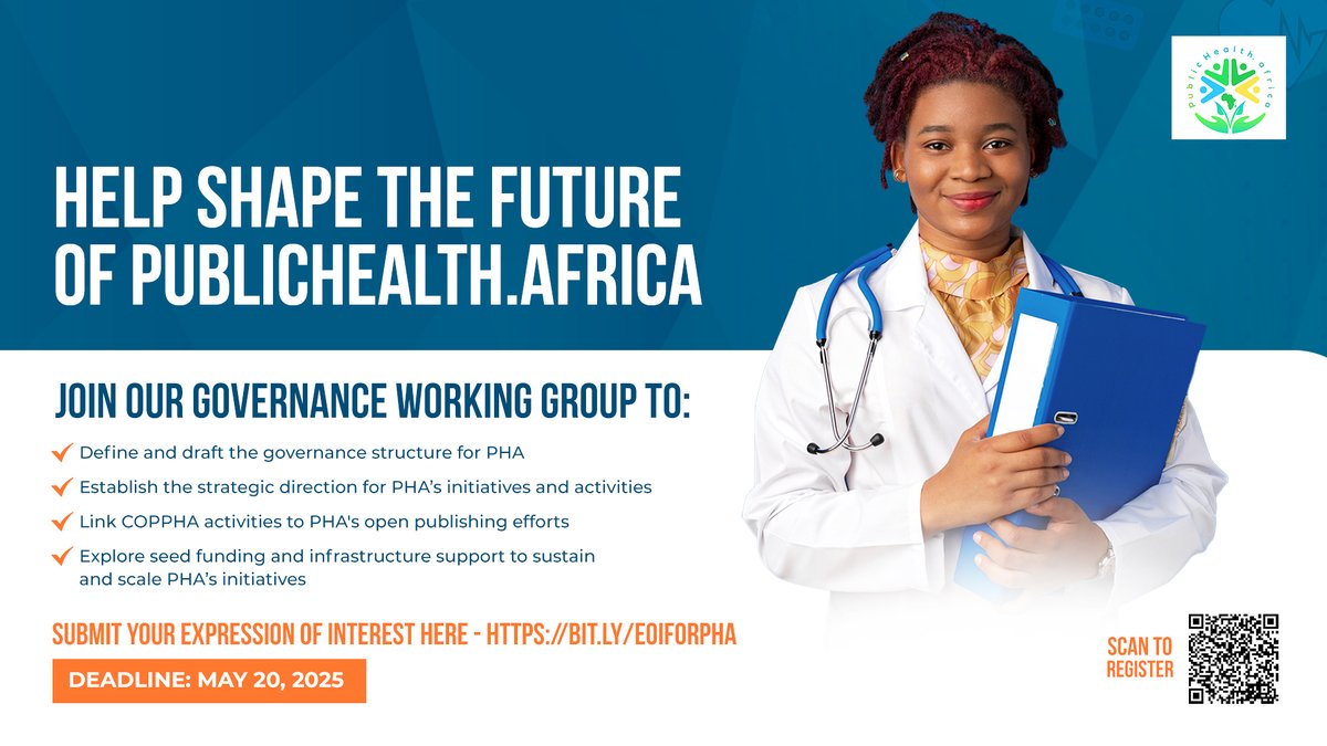 Public Health Africa (PHA) (@phdotafrica) on Twitter photo Help take PublicHealth.Africa to the next level! Join our Working Group to shape its future—strategy, structure, sustainability & impact. 🗓 Deadline: May 20, 2025. Submit your EoI 👉 bit.ly/EoIforPHA <a href="/WACREN/">WACREN</a> <a href="/peoplespraxis/">peoplespraxis</a> <a href="/afrehealthorg/">AFREhealth Official</a> #publichealth #coppha Help take PublicHealth.Africa to the next level! Join our Working Group to shape its future—strategy, structure, sustainability & impact. 🗓 Deadline: May 20, 2025. Submit your EoI 👉 bit.ly/EoIforPHA <a href="/WACREN/">WACREN</a> <a href="/peoplespraxis/">peoplespraxis</a> <a href="/afrehealthorg/">AFREhealth Official</a> #publichealth #coppha
