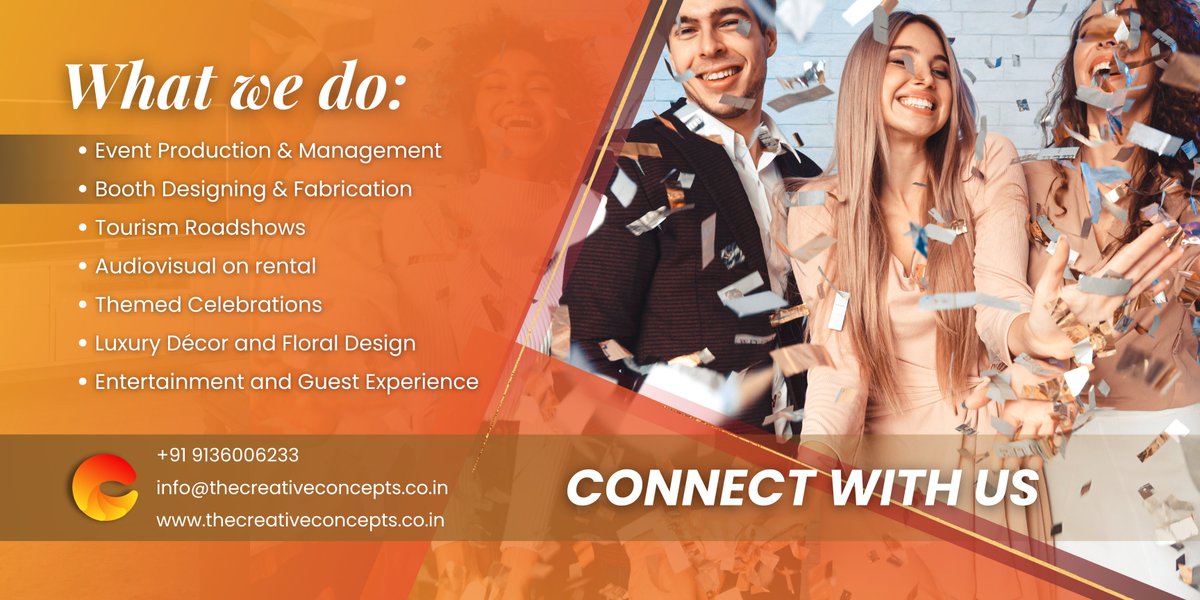 tcc_concept's tweet photo. At The Creative Concept, we turn visions into unforgettable moments — from immersive event production and striking booth designs to themed celebrations, roadshows, and luxury décor.
#corporateevents #eventproduction #mumbaievents #eventplannerindia #boothdesign #themedevents https://t.co/SMltsW2W9h