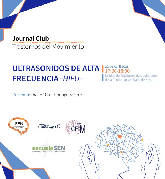 Comenzamos la serie de seminarios Journal Club. Ya disponible el primero sobre el estatus de los Ultrasonidos de Alta Frecuencia en Trastornos del Movimiento. 
escuelasen.es/journalclub
Colabora Laboratorios #Bial.