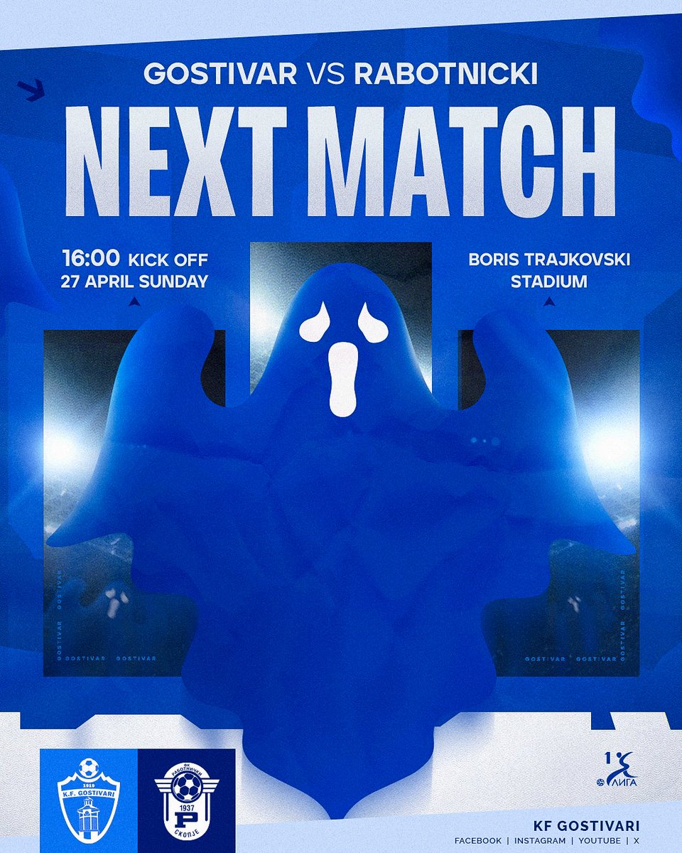 🔵 Next Match ⚪
🆚 Gostivar - Rabotnicki
🕘16:00 | 27.04.2025
🏟️ Boris Trajkovski Stadium