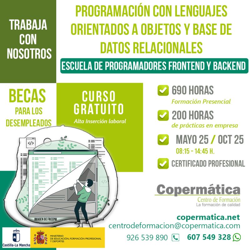 ricortegal's tweet photo. 🚨 ¡Curso GRATIS de programación!
🧠 Frontend + Backend
📅 25 mayo – 25 oct
🏢 Presencial | 690h + 200h prácticas
📜 Certificado profesional
📍 Castilla-La Mancha
📲 + info 👉 https://t.co/9d18bZlbze
#Programacion #CursoGratis #Empleo #Formacion #Copermática #CastillaLaMancha https://t.co/0pdFp6tRug