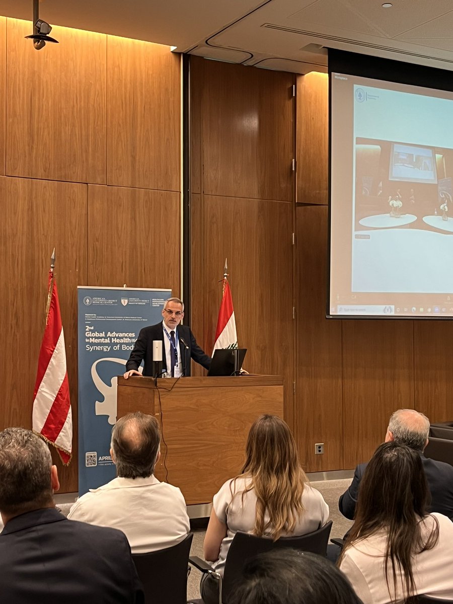 AubmcPsychiatry's tweet photo. 🌟 Dr. @EliasGhossoubMD, Co-Chair of the organizing committee, Dr. @ftmaalouf, Chairperson of Psychiatry, and Dean Raymond Sawaya of the Faculty of Medicine, set the tone for #GAMH2025 with powerful and inspiring words at the opening ceremony. Grateful for their leadership! 🏥 https://t.co/W6FjjM3X64