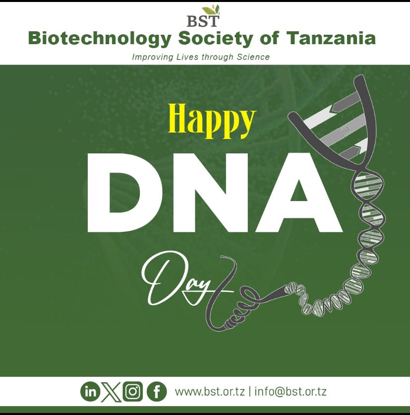 BiotechnologyTZ's tweet photo. ✨BST Celebrates #DNADay!🧬
Join us in honoring the double helix that powers all living things 🌱🧫
#DNADay #Biotech #GeneticsForAll #BSTScience https://t.co/yPyOPpviz9