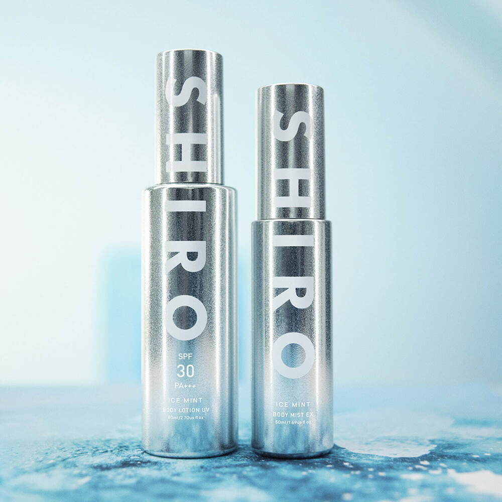 SHIRO「アイスミント」“ひんやり冷感”ボディミスト＆UVローション、氷のようなシルバーボトルで - fashion-press.net/news/133061