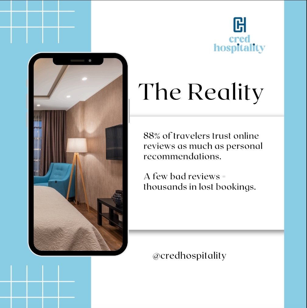 CredHospitality's tweet photo. Online reviews can make or break your hotel’s reputation. Here's how you can turn feedback into your best asset! 🌟 #HotelManagement #CustomerFeedback #OnlineReviews https://t.co/EjKd763XPT