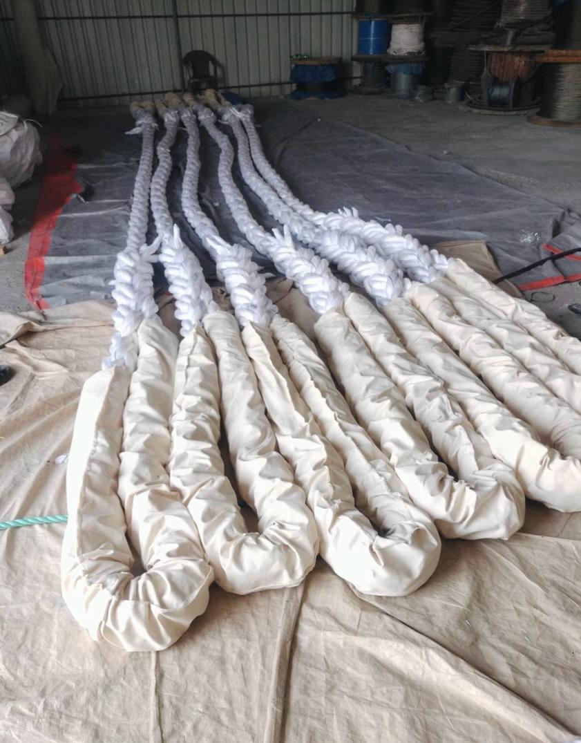 servetechliftng's tweet photo. 96mm 8-strand mixed rope tail, 
11 meters in length, expertly fabricated 
with mechanically spliced ends featuring 
2-meter long canvas-covered eyes, 
ensuring a secure and reliable attachment point. https://t.co/eNckZwttQ3