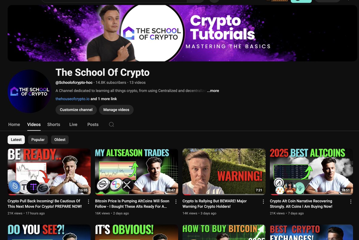 The School of Crypto is Pumping!! I never expected my new channel to grow  this fast! Thank you so much for your support! If you want to learn more  about crypto trading