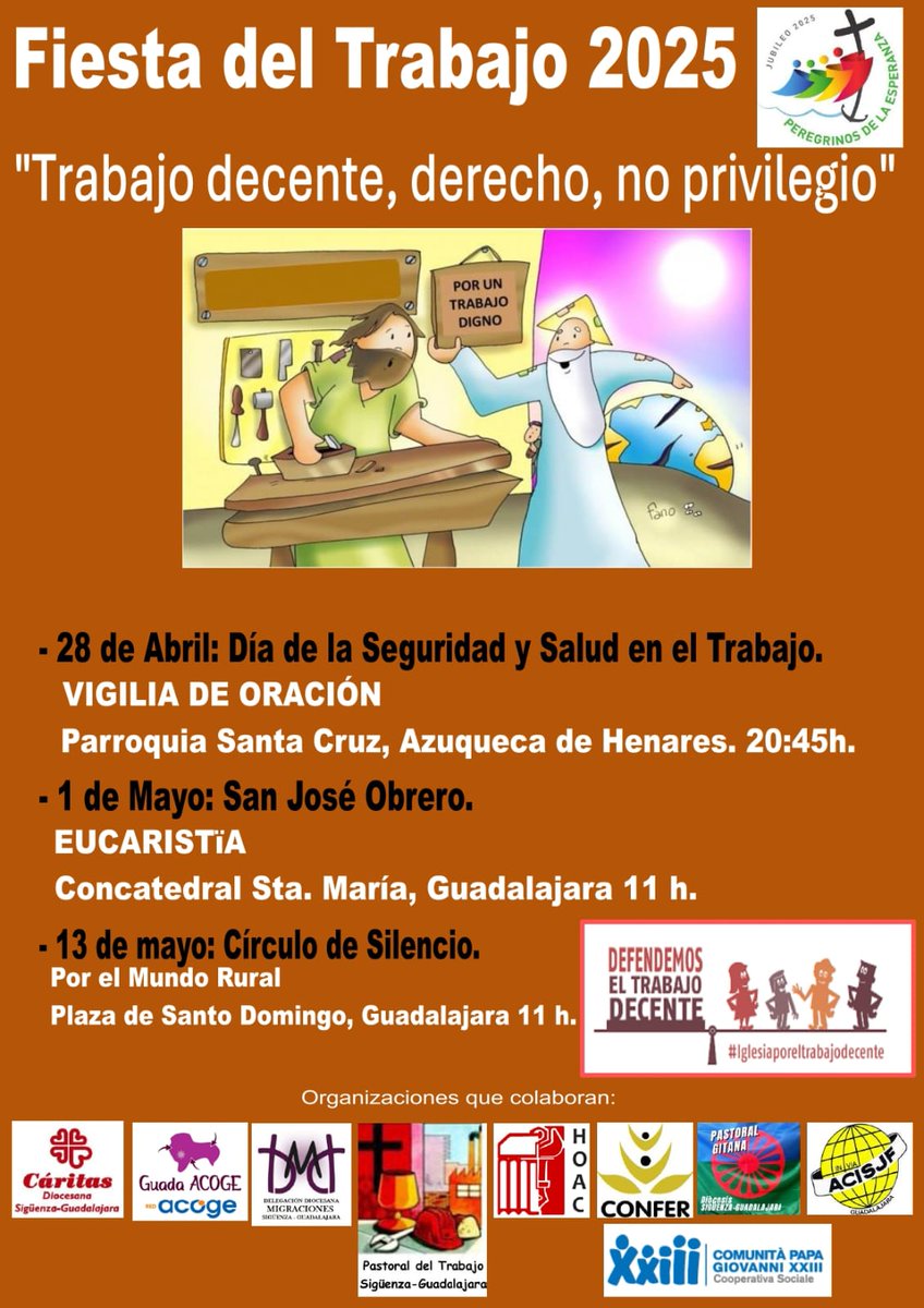 🛠1 de mayo, Día Internacional del Trabajo y San José Obrero, ponemos la mirada en la juventud. La falta de estabilidad laboral limita la capacidad de la juventud de imaginarse un futuro digno

👉Por ello, hemos organizado una serie de eventos

#TrabajoDecenteDerechoNoPrivilegio
