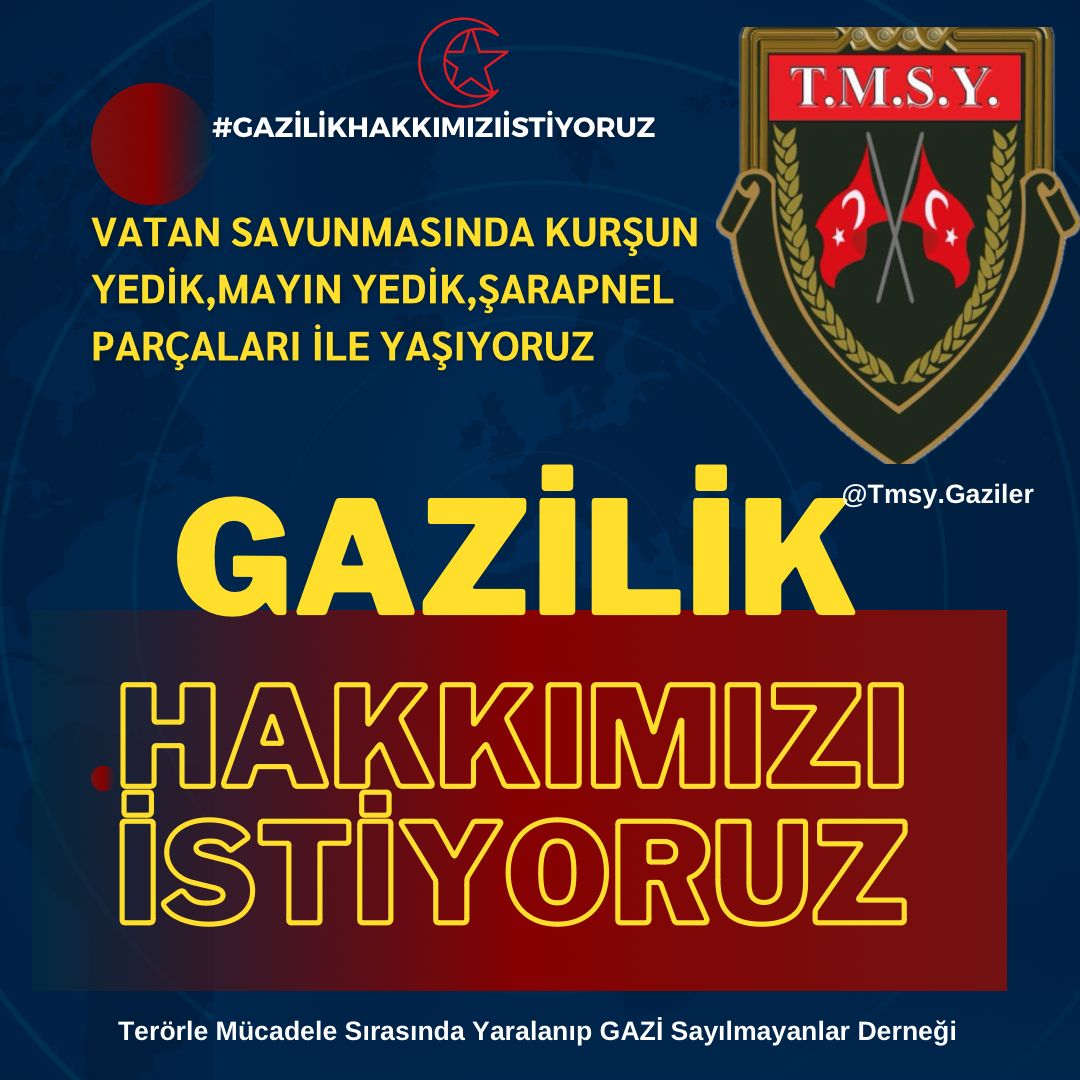 TMSY YÖRÜK ALİ SARI 2 (@alisar26694) on Twitter photo #GazilikHakkımızıİstiyoruz
SAYIN DEVLET BÜYÜKLERİMİZ TERÖRLE MÜCADELEDE YARALANAN SIVASIZ VE KERPİÇ EVLERİN ÇOÇUKLARI GAZİLİK ONURLARINI VE MADALYALARINI İSTİYOR
<a href="/RTErdogan/">Recep Tayyip Erdoğan</a>
<a href="/dbdevletbahceli/">Devlet Bahçeli</a>
<a href="/celebimehmet/">celebi59</a> <a href="/zorlu77/">Prof.Dr.Kürşad ZORLU</a>
<a href="/leventalyyildiz/">Levent Ali YILDIZ</a>
<a href="/mhrmkurt/">Muharrem KURT</a> <a href="/SayimMadak/">Dr. Sevim Sayım Madak 🇹🇷</a>
<a href="/MahinurOzdemir/">Mahinur Özdemir Göktaş</a> m5 #GazilikHakkımızıİstiyoruz
SAYIN DEVLET BÜYÜKLERİMİZ TERÖRLE MÜCADELEDE YARALANAN SIVASIZ VE KERPİÇ EVLERİN ÇOÇUKLARI GAZİLİK ONURLARINI VE MADALYALARINI İSTİYOR
<a href="/RTErdogan/">Recep Tayyip Erdoğan</a>
<a href="/dbdevletbahceli/">Devlet Bahçeli</a>
<a href="/celebimehmet/">celebi59</a> <a href="/zorlu77/">Prof.Dr.Kürşad ZORLU</a>
<a href="/leventalyyildiz/">Levent Ali YILDIZ</a>
<a href="/mhrmkurt/">Muharrem KURT</a> <a href="/SayimMadak/">Dr. Sevim Sayım Madak 🇹🇷</a>
<a href="/MahinurOzdemir/">Mahinur Özdemir Göktaş</a> m5