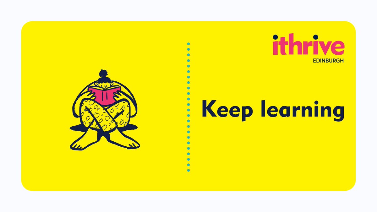 Learning together builds stronger communities! 💡📚

Ways to keep learning in Edinburgh: 

⭐Attend a workshop at Edinburgh Libraries 
⭐Download a learning app
⭐Join a community book club

What’s a skill you want to learn?

🔗ithriveedinburgh.org.uk/self-help/tips…