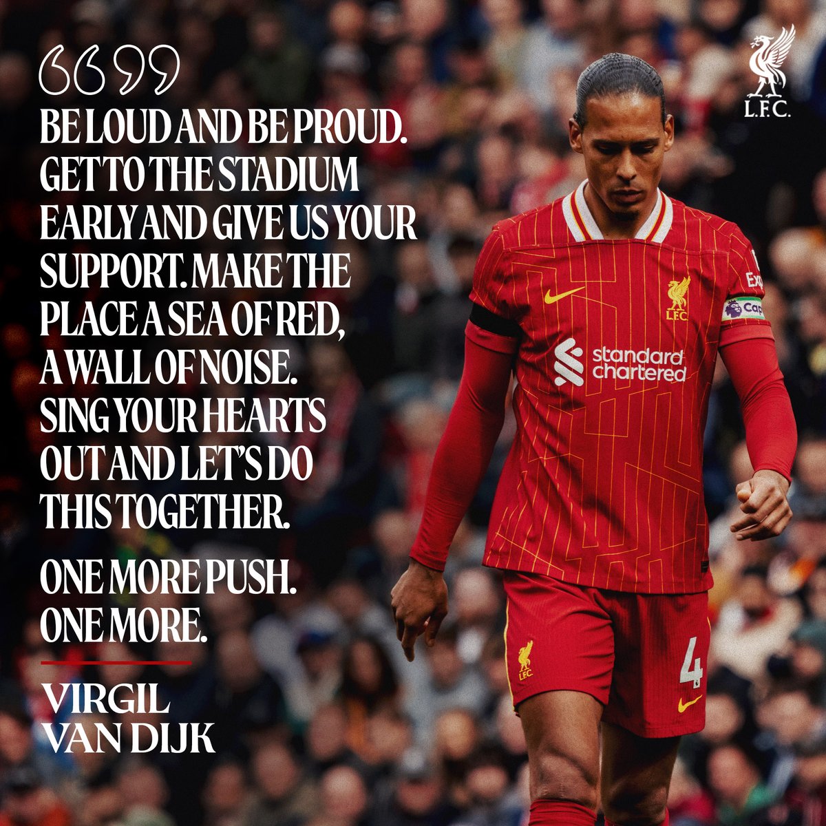 LFC's tweet photo. One more push 👊

Read up on the skipper’s #LIVTOT programme notes 💬🔴
