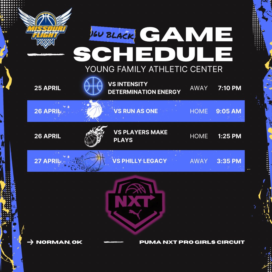 game schedule this weekend with <a href="/FlightGirls/">MO Flight Girls Basketball</a>