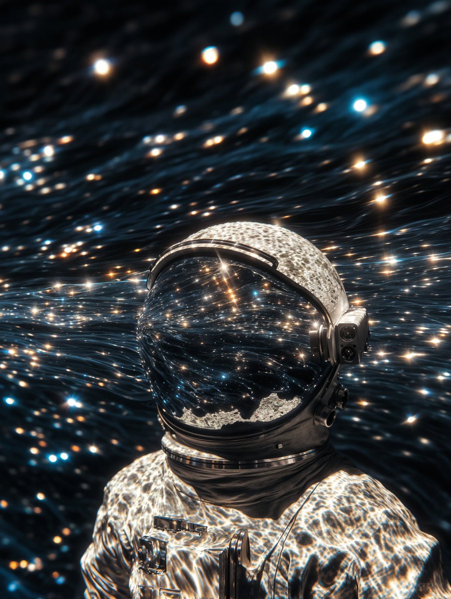 Is the universe we see in the visor a reflection of what's outside, or a glimpse into the infinite cosmos contained within the observer themselves?