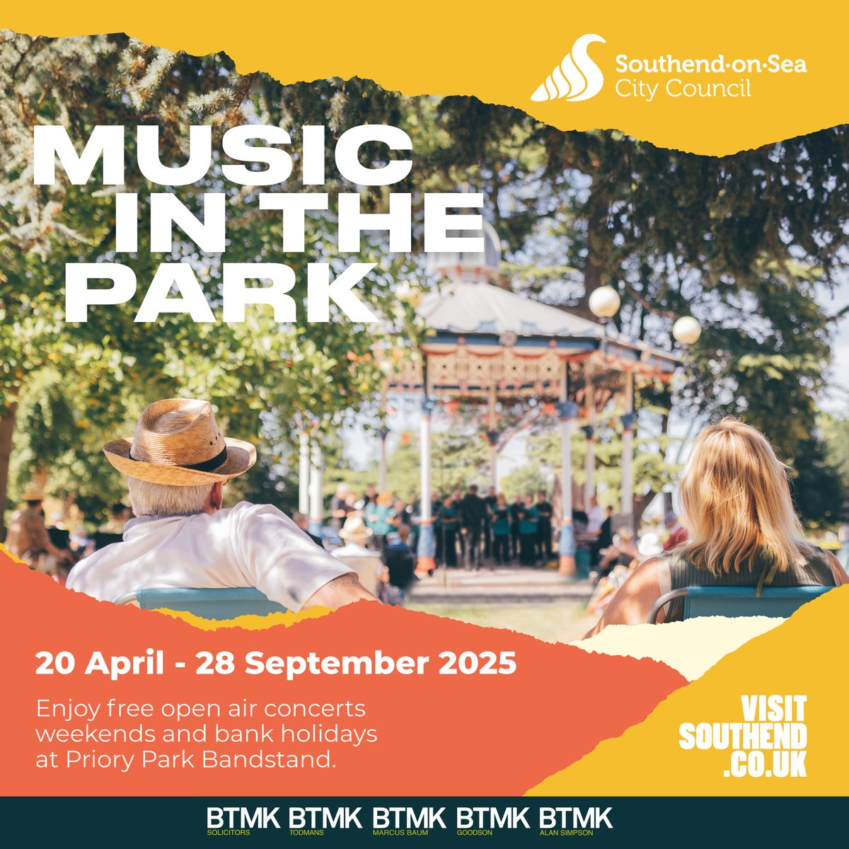 Visit Southend (@visitsouthend) on Twitter photo MUSIC IN THE PARK 🌳
Head to Priory Park Bandstand this weekend for FREE live music! Top musicians will perform in <a href="/SouthendCityC/">Southend-on-Sea City Council</a>'s 'Music in the Park'
Taking place weekends & Bank Holiday Mondays until 28 Sept | 3pm - 4.30pm
Sponsored by <a href="/BTMKSolicitors/">BTMK</a>
visitsouthend.co.uk/music-in-the-p… MUSIC IN THE PARK 🌳
Head to Priory Park Bandstand this weekend for FREE live music! Top musicians will perform in <a href="/SouthendCityC/">Southend-on-Sea City Council</a>'s 'Music in the Park'
Taking place weekends & Bank Holiday Mondays until 28 Sept | 3pm - 4.30pm
Sponsored by <a href="/BTMKSolicitors/">BTMK</a>
visitsouthend.co.uk/music-in-the-p…