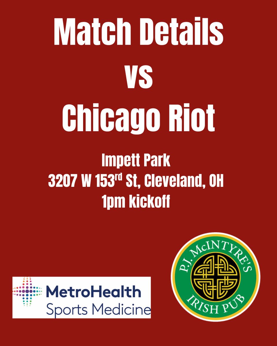 ClevelandRovers's tweet photo. The Rovers are back at Impett Park this weekend to take on the Chicago Riot. Kickoff for the first match is at 1pm. There will be a second side to follow. Bring your boots and support the crest. Up the Rovers! https://t.co/I4BFEdoKoS