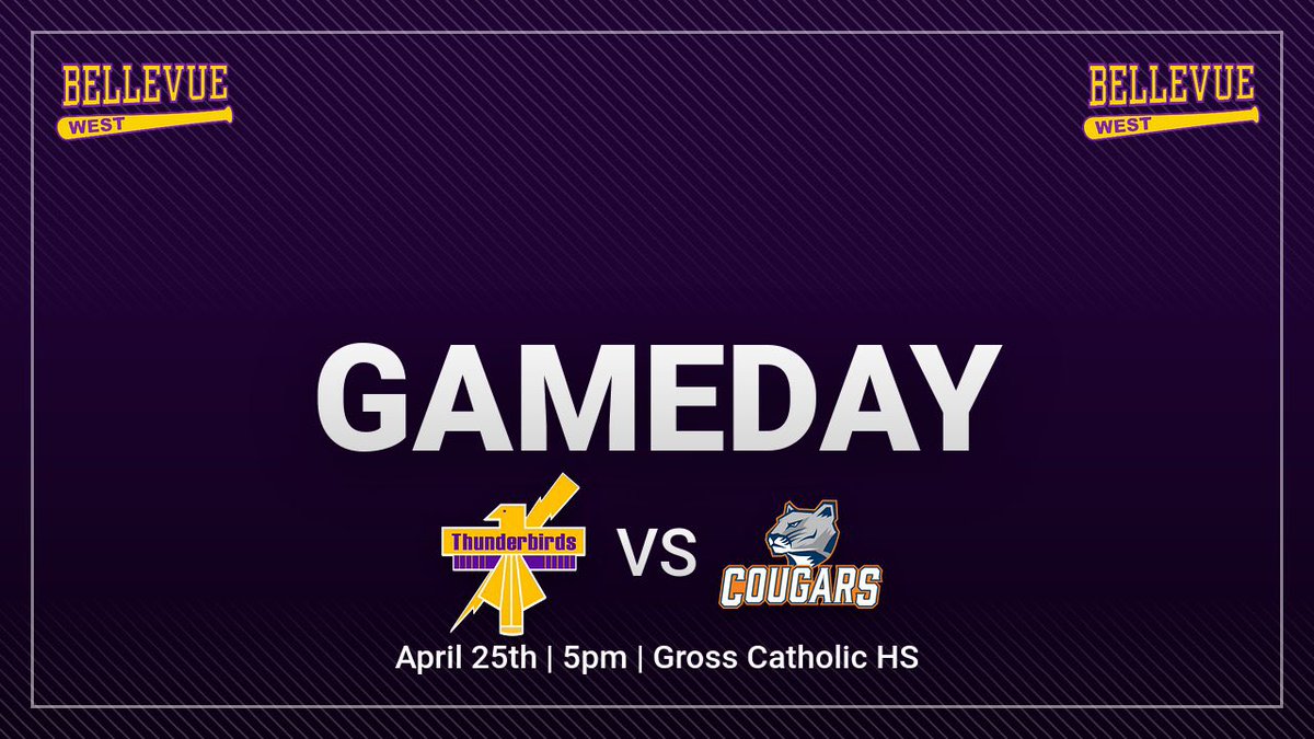Game 13 
Bellevue West Thunderbirds vs. Gross Catholic
🗓️April 25th 
⏰5pm
📍Gross Catholic HS
#TOGETHER