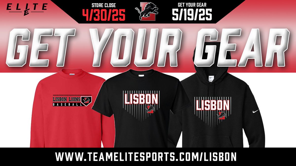 Lisbon Baseball (@lisbonbase) on Twitter photo The 2025 Lisbon Baseball team store is now open!  Store closes April 30, with merchandise being delivered on May 19.  Visit the link/flyer for details!!  
teamelitesports.com/Lisbon.html The 2025 Lisbon Baseball team store is now open!  Store closes April 30, with merchandise being delivered on May 19.  Visit the link/flyer for details!!  
teamelitesports.com/Lisbon.html