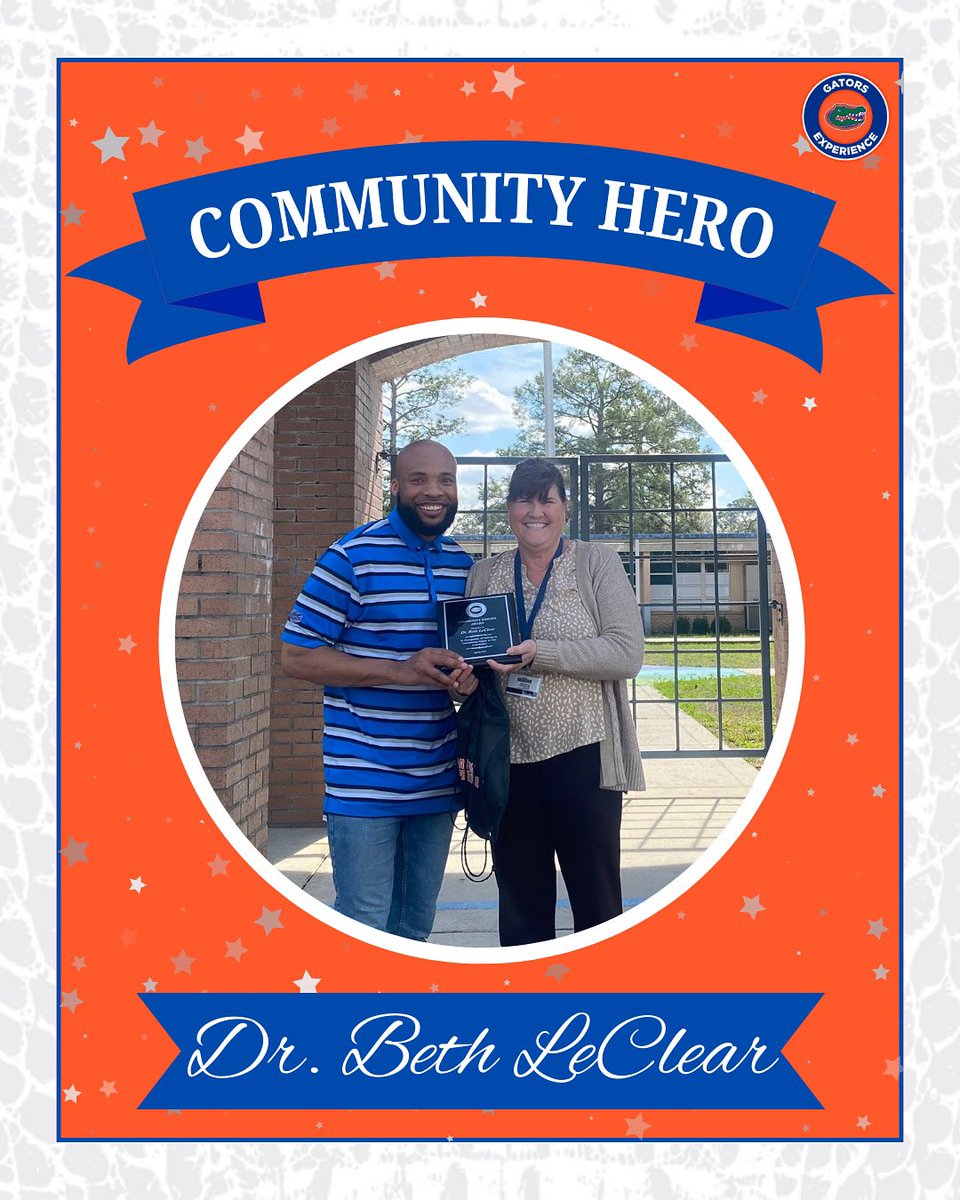 Recognizing Dr. Beth LeClear as a Community Hero for her outstanding impact in Alachua County Public Schools for 15 years! In providing her students with the necessary resources to succeed, Dr. LeClear continues to make our community special📚💙 

#GoodwillGators #CommunityHero