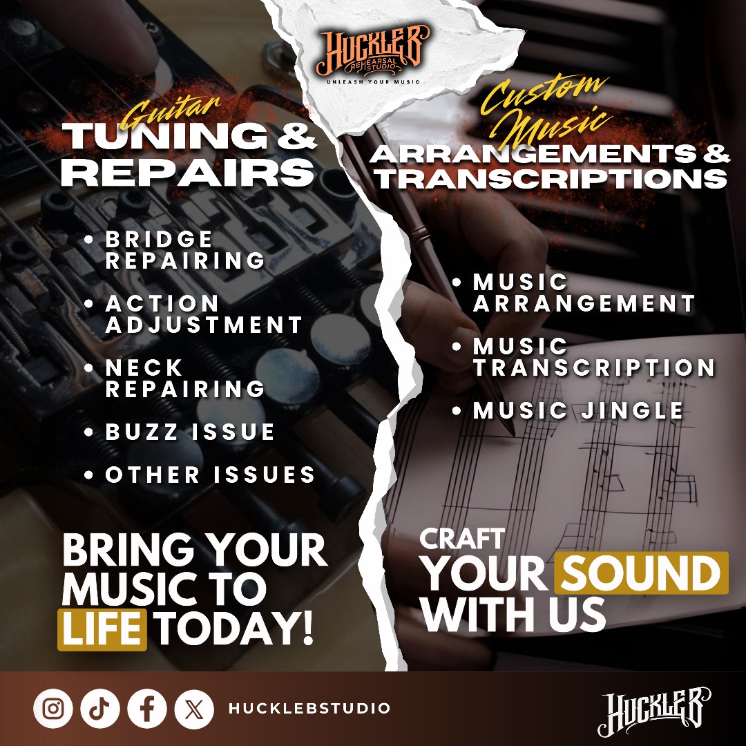 Exciting news!!

Is your guitar 🎸in need of some TLC (tender, loving and care)

Looking for a refreshing twist on your music arrangement ? 🎹🎼

We’ve got you covered‼️

Contact us for further details: 011-25488089
Location: Seksyen 9 Shah Alam