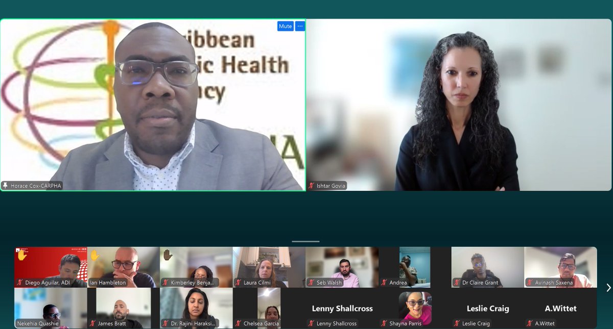 World Dementia Council (@worlddementia) on Twitter photo Co-chairs Horace Cox & <a href="/IshtarGovia/">Ishtar Govia</a> lead the discussion on policy-level solutions needed to improve outcomes for people facing dementia in the Caribbean. Among the possible solutions, Horace spoke to the role health data systems can play in integration and breaking down barriers. Co-chairs Horace Cox & <a href="/IshtarGovia/">Ishtar Govia</a> lead the discussion on policy-level solutions needed to improve outcomes for people facing dementia in the Caribbean. Among the possible solutions, Horace spoke to the role health data systems can play in integration and breaking down barriers.