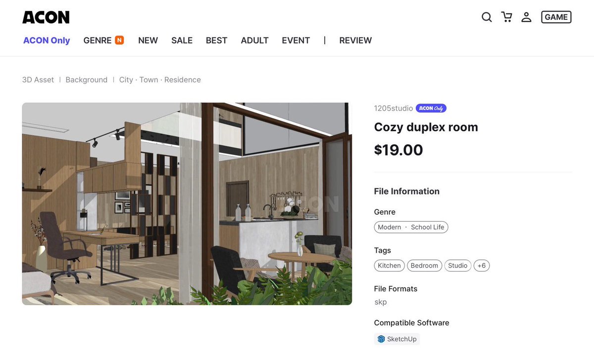 โมเดล cozy duplex room 🗝 
วางขายใน Acon 3d แล้วนะคะ👇
🔗 acon3d.com/en/product/100…

#ปั้นฉาก #รับปั้น3d #3dmodel #3d #commission #commissionTH #Acon3d