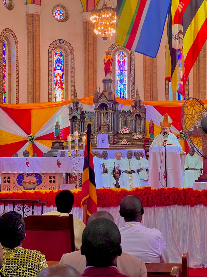 Today in Lubaga Cathedral, Kampala we joined the global Catholic community in mourning the passing of His Holiness Pope Francis who stood against the atrocities done to Palestinian people #popefrancisfuneral   #Uganda  #PalestineGenocide  #Humanity  #AfricanYouthAmbassador