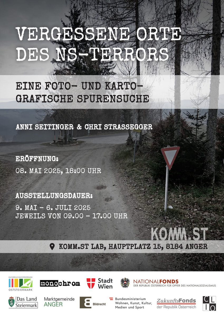 In zwei Wochen findet die erste Ausstellung im KOMM.ST LAB für dieses Jahr statt und zwar "Vergessene Orte des NS-Terrors – eine foto- und kartografische Spurensuche" von Anni Seitinger und Chri Strassegger. Eröffnet wird am 8. Mai um 18 Uhr!