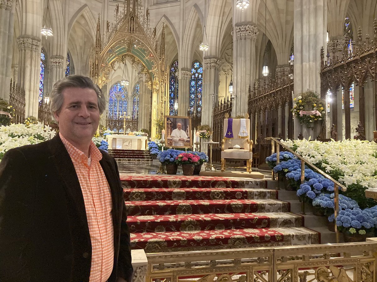 Prayerfully paying my respects to Pope Francis at St Patrick’s Cathedral in NYC. I had the honor of meeting him at the Ground Zero Museum in NYC and appreciate his love for all Gods children, including me. Good night Papa Francisco, we wil see you in the morning!