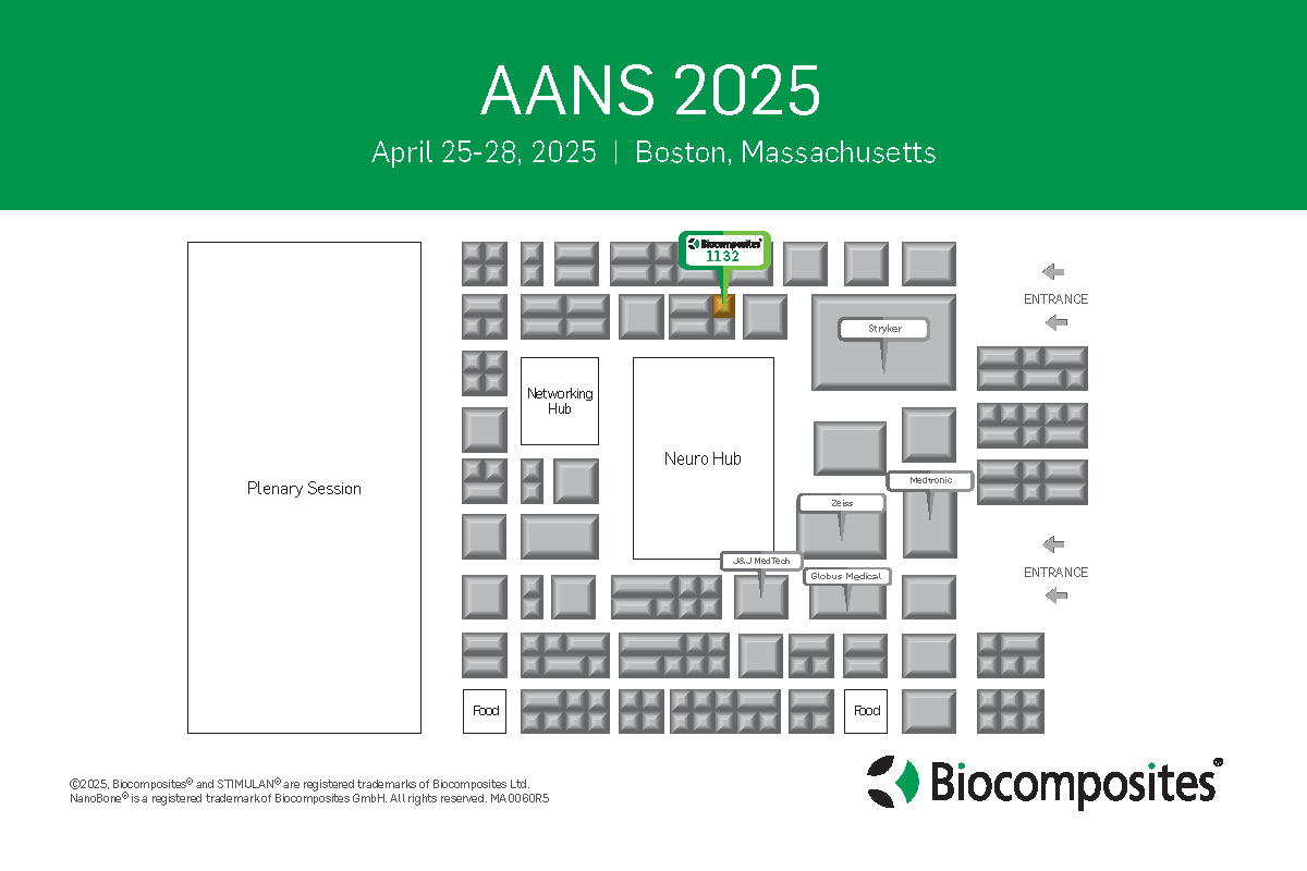 The American Association of Neurological Surgeons (AANS) annual meeting starts in Boston, MA today! Stop by Biocomposites' booth #1132 where our team will be available to discuss our products, conduct product demonstrations and answer questions.

#STIMULAN #NanoBone #AANS2025