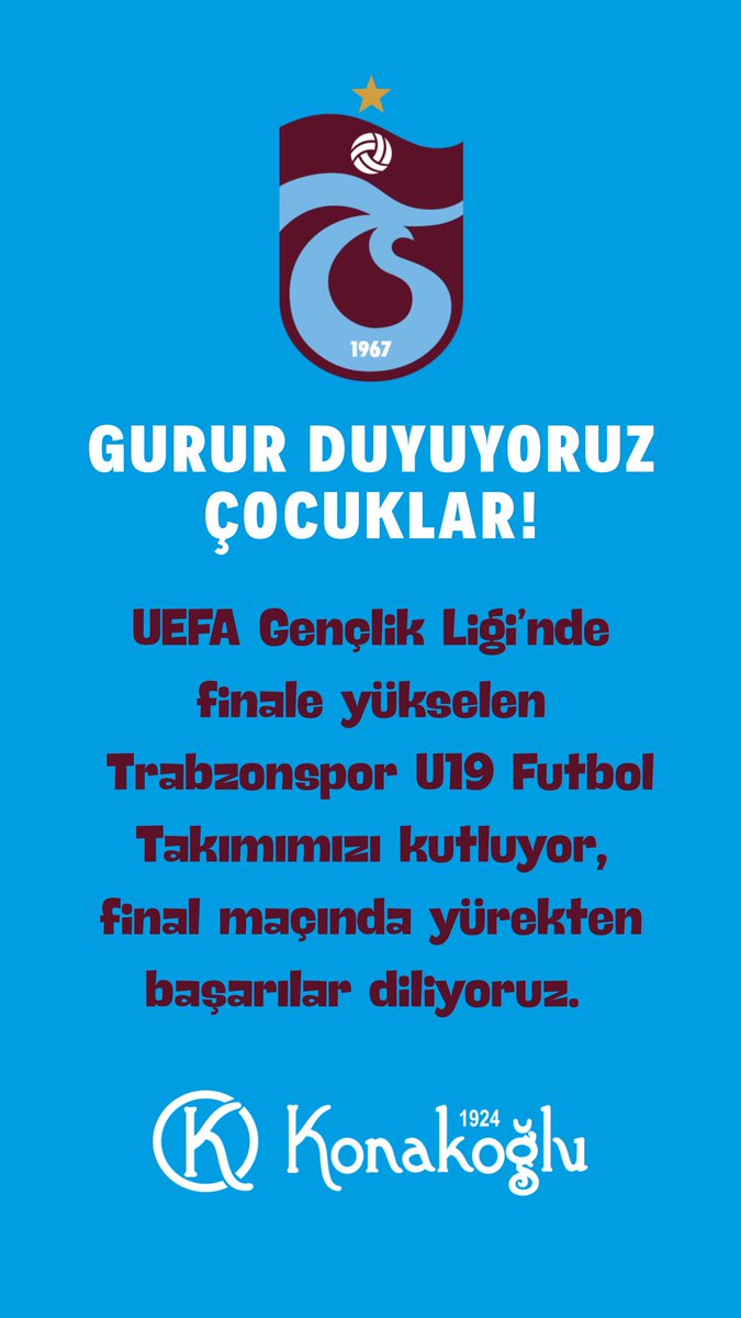 🇹🇷 GURURUMUZSUNUZ ÇOCUKLAR! 

👏 Trabzonspor U19 Takımımız, Uefa Gençlik Ligi'nde finalde!