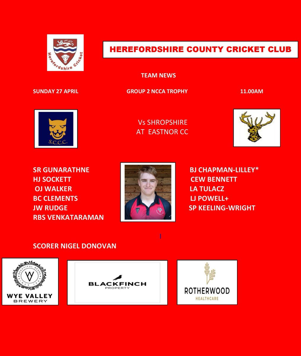 Jim Morris (@jimmorrisscorer) on Twitter photo <a href="/HerefordsCric/">HerefordshireCricket</a> begin their <a href="/NCCA_uk/">NCCA (National Counties Cricket Association)</a> Group 2 Trophy campaign on Sunday when they entertain <a href="/shropshireccc/">Shropshire CCC</a> at <a href="/EastnorCC/">Eastnor Cricket Club</a> on Sunday with a 11.00am start <a href="/frankwatson58/">Frank Watson</a> <a href="/bbchwsport/">BBC HW Sport</a> <a href="/herefordtimes/">Hereford Times</a> <a href="/YourHereford1/">Your Herefordshire</a> <a href="/swsportsnews/">South West Sports News</a> <a href="/sdsportandpr/">Stuart Dunn Sport&PR</a> <a href="/braddersatbbc/">Dave Bradley</a> <a href="/HerefordsCric/">HerefordshireCricket</a> begin their <a href="/NCCA_uk/">NCCA (National Counties Cricket Association)</a> Group 2 Trophy campaign on Sunday when they entertain <a href="/shropshireccc/">Shropshire CCC</a> at <a href="/EastnorCC/">Eastnor Cricket Club</a> on Sunday with a 11.00am start <a href="/frankwatson58/">Frank Watson</a> <a href="/bbchwsport/">BBC HW Sport</a> <a href="/herefordtimes/">Hereford Times</a> <a href="/YourHereford1/">Your Herefordshire</a> <a href="/swsportsnews/">South West Sports News</a> <a href="/sdsportandpr/">Stuart Dunn Sport&PR</a> <a href="/braddersatbbc/">Dave Bradley</a>